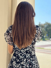 Load image into Gallery viewer, Floral Ruffle maxi dress (black/white)